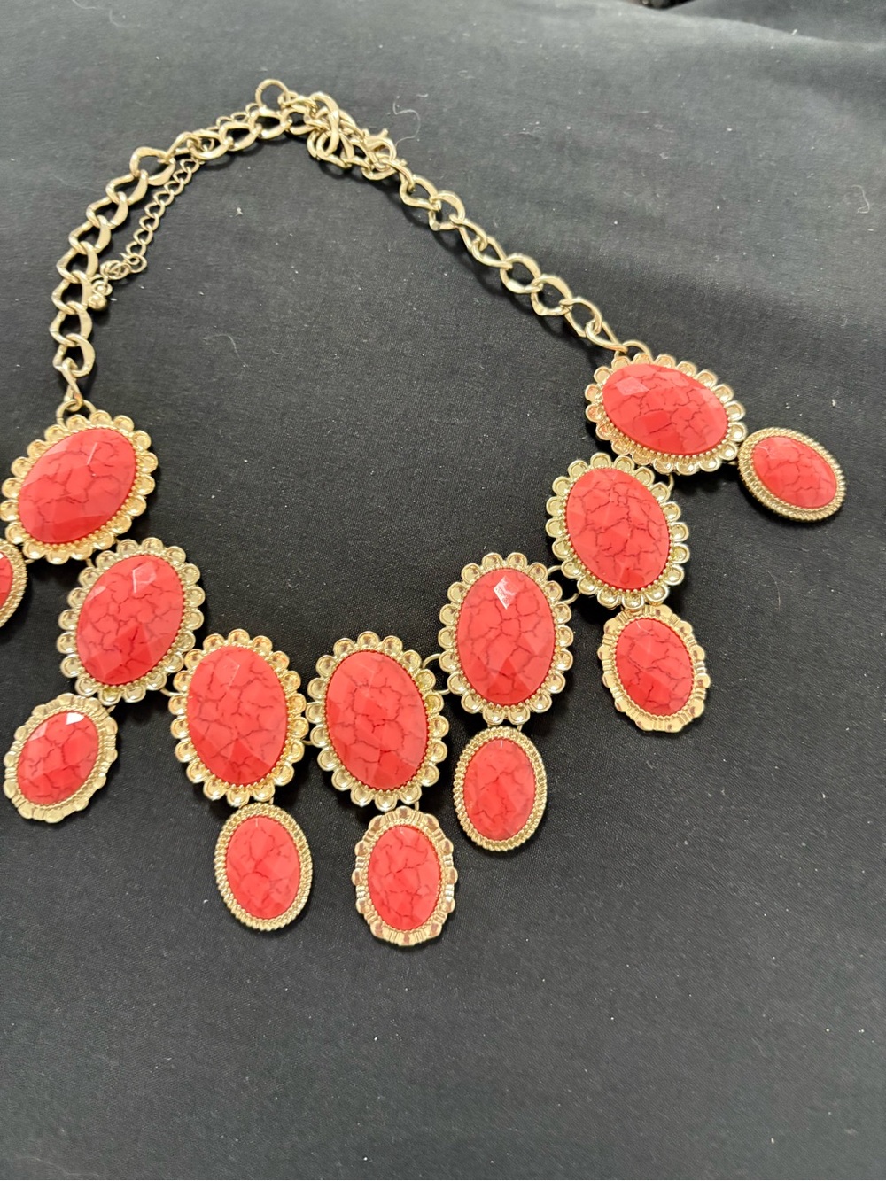 Red Statement Necklace Like New